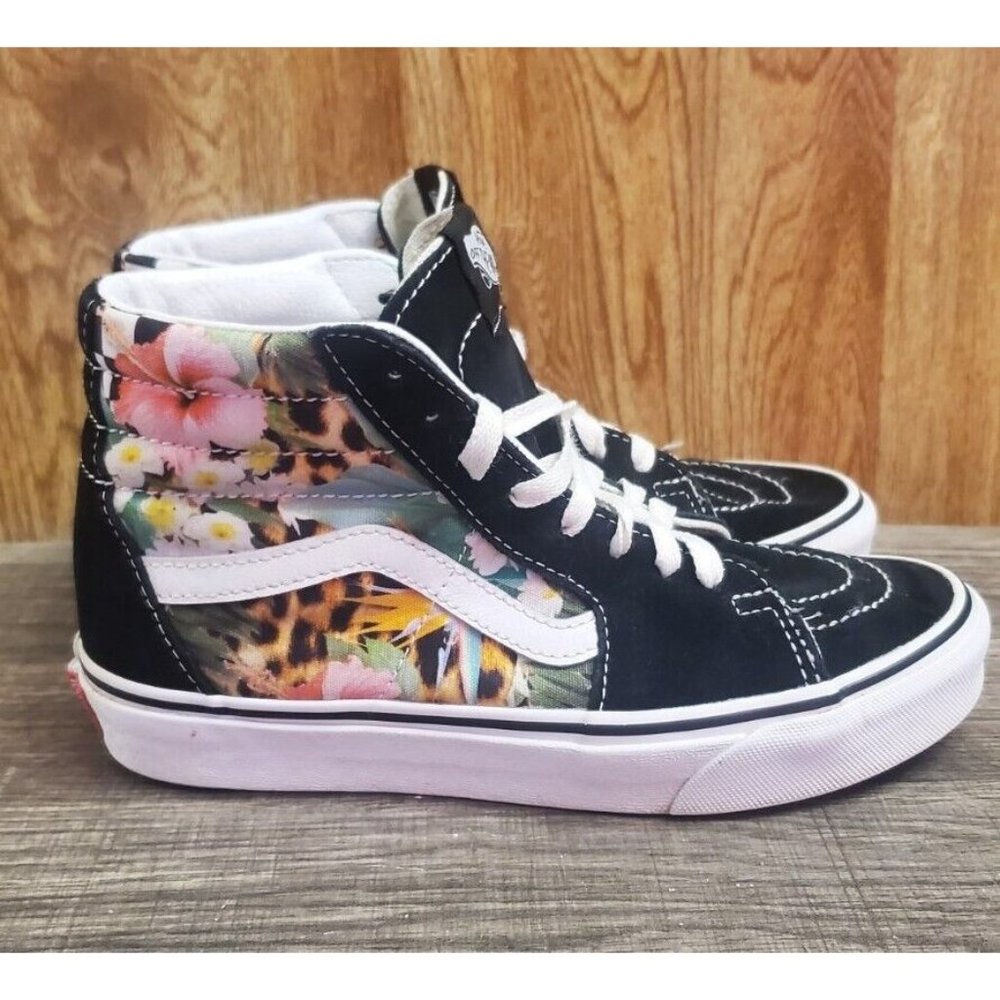 Vans Sk8-Hi Tropical Animal White Black Suede Women’s Size 6